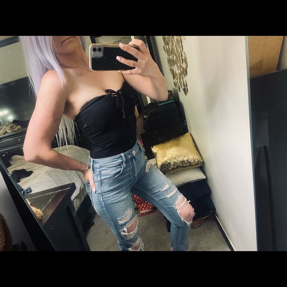 SOLD Black Strapless Bodysuit